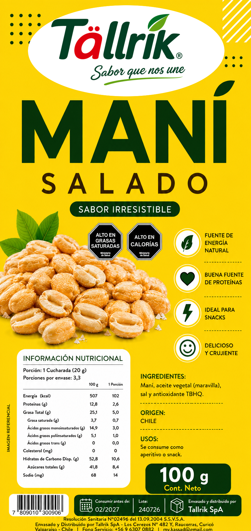 Etiqueta de Maní salado Tallrik